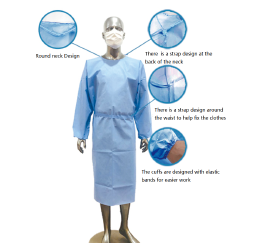 Litai Pressing Process Blue Split Disposable Isolation Gown No Hoodies