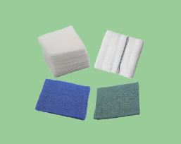 Tampons de gaze médicale jetables en coton pur, verts ou bleus