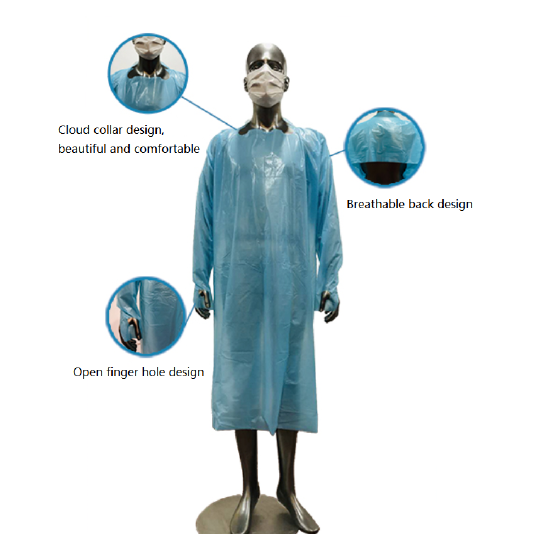 Litai Blue Disposable Isolation Gown Medical Protective Clothing No Hoodies