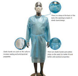 Litai Blue Disposable Isolation Gown with Hemming Process No Hoodies
